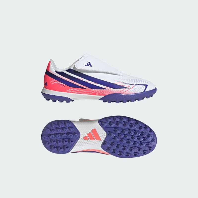 adidas Botines F50 Hyperfast Club Cierre por Contacto Pasto Artificial Niños Blanco